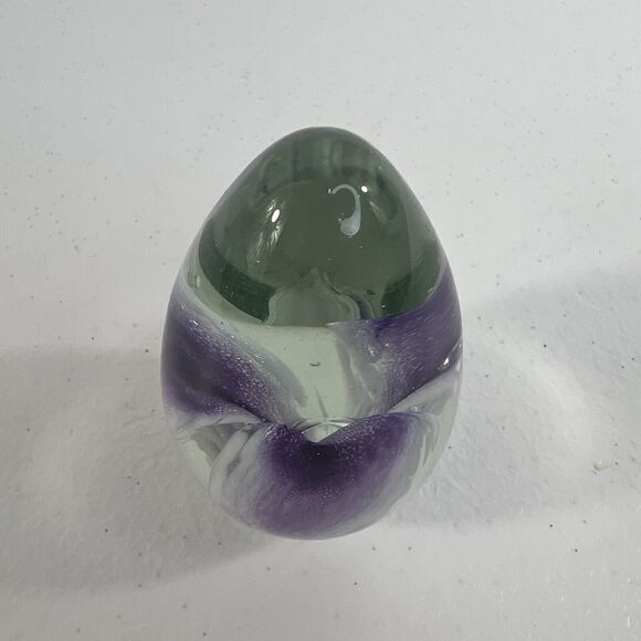 Beautiful Glass Eye Studio mini 1983 Vintage Art Glass  VTG Glass Eye Studio Iridescent Art Glass Egg‎ Paperweight Decor Purple 1993